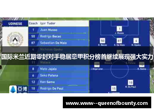 国际米兰近期零封对手稳居意甲积分榜首继续展现强大实力